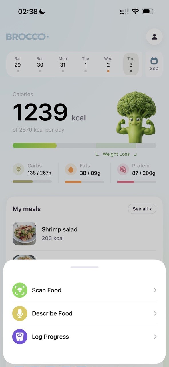 Меню быстрого добавления Brocco